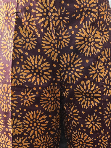 Adire Print High Waist Pants Plus Size Brown Gold African Print Trousers Slim Tapered Ankle Pants Women Work Smart Casual African Occasion Pants