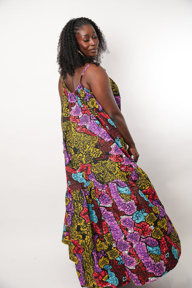 Ankara Free Gown | Multicolor African Print Maxi Dress | Oversized Flowy Ankara Dress for Women | Plus Size African Dress