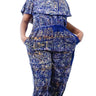 Purple Ankara Jumpsuit -Close-up of authentic Adire tie-dye pattern on jumpsuit fabric