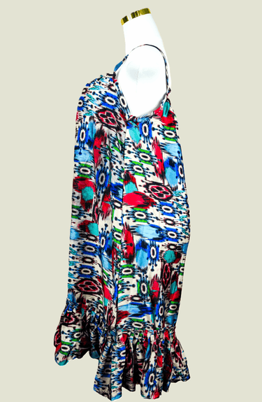 Color Splash Abstract Print Sundress – Silky Feel, Summer Dresses For Women Handmade by Smooth Visage - Smooth Visage