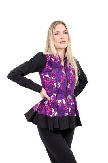 Smooth Visage Purple Ankara and Crepe Pant Set for Women - Smooth Visage