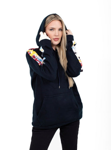 Smooth Visage Handmade Navy Blue African Print Design Women's Hoodie Sweatshirt - Smooth Visage