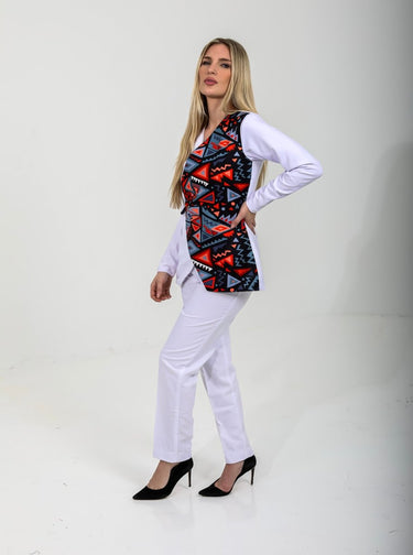 Women’s Asymmetrical Wrap Blazer Suit – African Print Ankara & Crepe Two - Piece Set | Professional & Formal Outfit - Smooth Visage